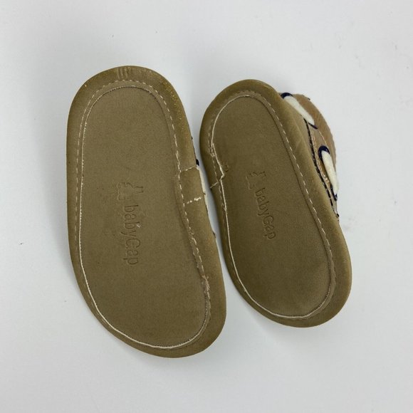 Baby Gap Infant Crib Shoes Sz 0-3 Months Faux Suede Tan Brown Slip-On Dock Boat - Picture 5 of 7